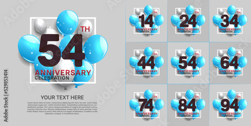set of anniversary with colorful balloons can be use for celebration moment