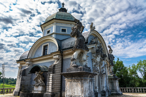 Exterior view of the Mausoleum Ehrenhausen Ruprecht von Eggenberg near the castle of Ehrenhausen on a sunny summer day with blue sky cloud, Leibnitz, south Styria, Austria photo