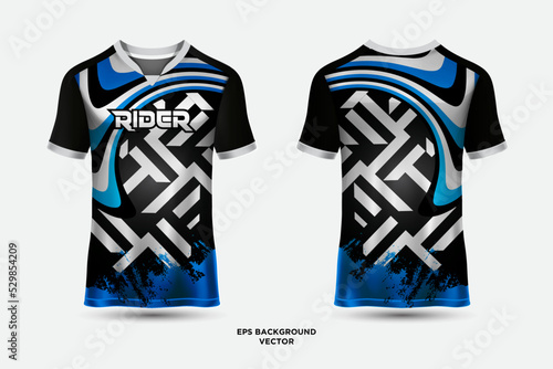 Futuristic T shirt jersey design suitable for sports, racing, soccer, gaming and e sports vector