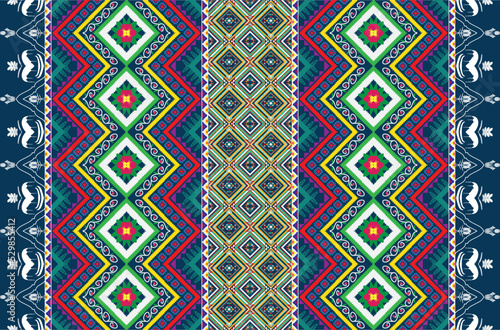 tribal ethnic themes geometric seamless background with a Peruvian american indigenous pattern. Textile print with rich native American tribal themes in an ethnic traditional style. Clothing with Nava