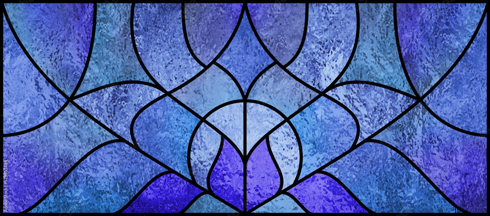 Blue stained glass window. Abstract stained-glass background. Art