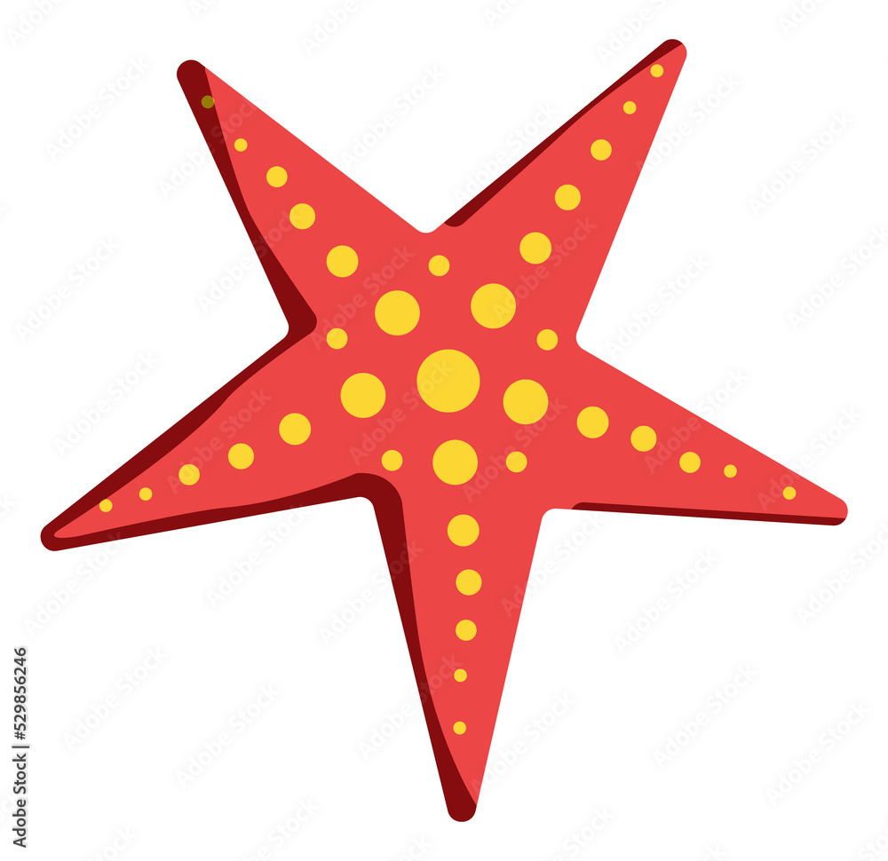 Red starfish icon. Cartoon sea animal. Marine beach symbol Red starfish icon. Cartoon sea animal. Marine beach symbol