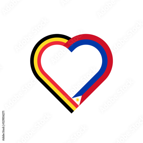 friendship concept. heart ribbon icon of belgium and philippines flags. vector illustration isolated on white background