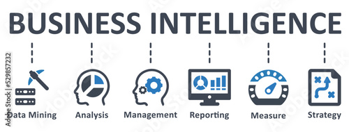 Business Intelligence icon - vector illustration . business, intelligence, data mining, analysis, management, reporting, infographic, template, presentation, concept, banner, icon set, icons .