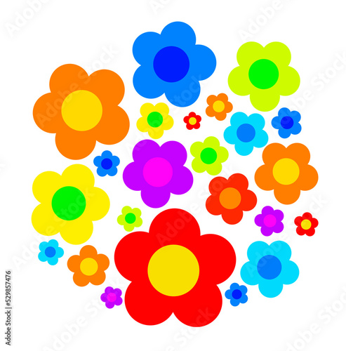 Bunte Blümchen isoliert vor weissem Hintergrund