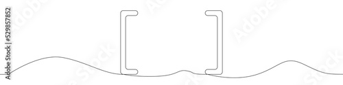 Square brackets icon line continuous drawing vector. One line Square brackets icon vector background. Square brackets. Continuous outline of a Square brackets gender icon.
