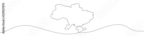Map of Ukraine icon line continuous drawing vector. One line Map of Ukraine icon vector background. Map of Ukraine. Continuous outline of a Map of Ukraine icon. 