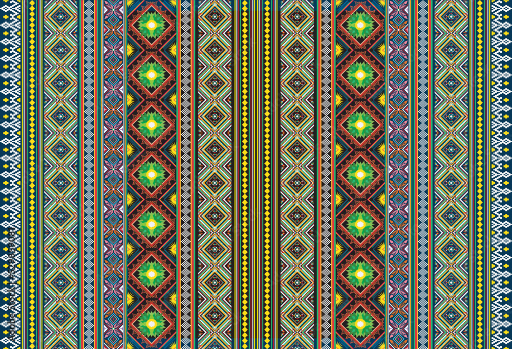 Ethnic monochrome seamless pattern. Background with Aztec geometric patterns. Print with a tribal theme. Fabric from the Navajo people. Abstract wallpaper in a modern style