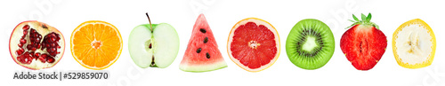 Fotografia Collection fruit slices isolated on transparent background