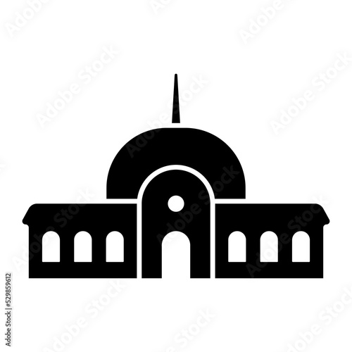 Building icon. Black silhouette. Front view. Vector simple flat graphic illustration. Isolated object on a white background. Isolate.
