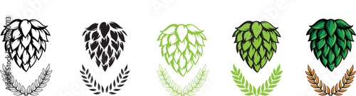 Hops emblems isolated on white background.