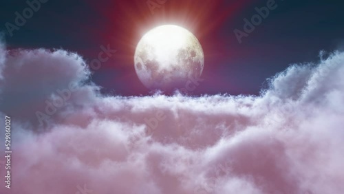 full moon above clouds 4k photo