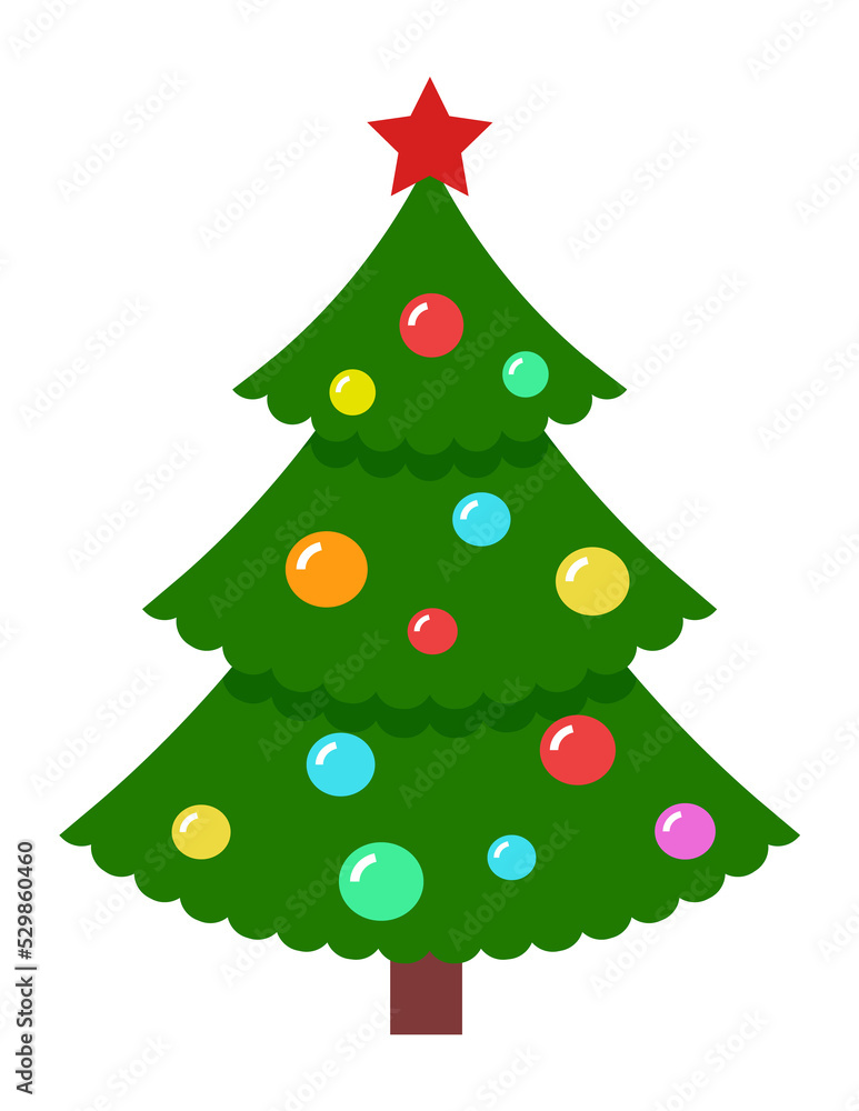 New year tree with traditional decoration. Winter holiday icon New year tree with traditional decoration. Winter holiday icon