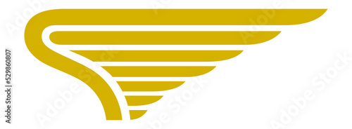 Golden striped logo. Eagle wing emblem. Stylized birf feathers photo
