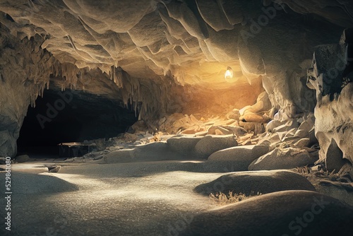 A huge cave used as a place for halotherapy. 3d render, Raster illustration. photo