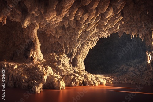 A huge cave used as a place for halotherapy. 3d render, Raster illustration. photo