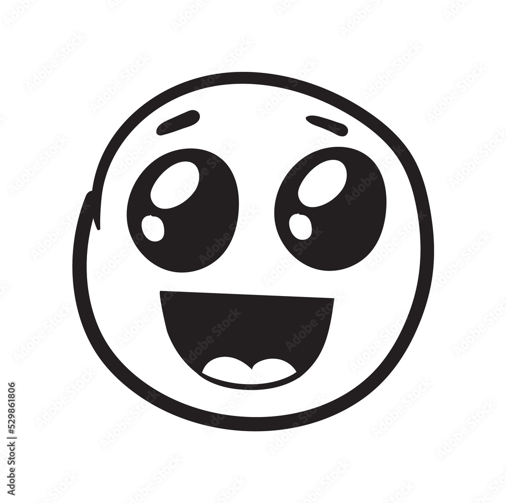 Fototapeta premium Doodle wow emoji. Icon drawn face outline, vector illustration