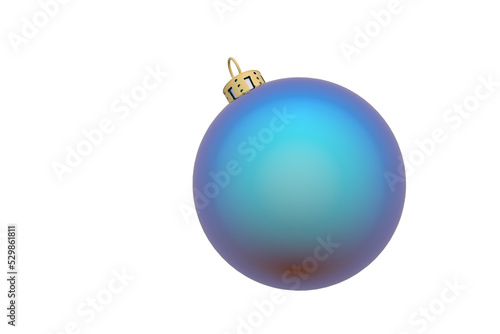 single matte turquoise shimmering christmastree ball rotated to the left isolated