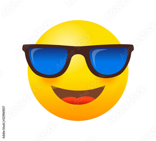 Emoji with Sunglasses. Reactions messenger for web icon vector