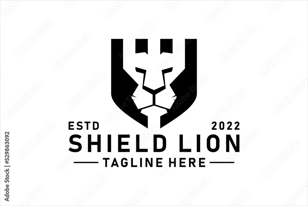 Geometrical Lion Shield logo design template. Geometrical Lion Shield logo design template.
