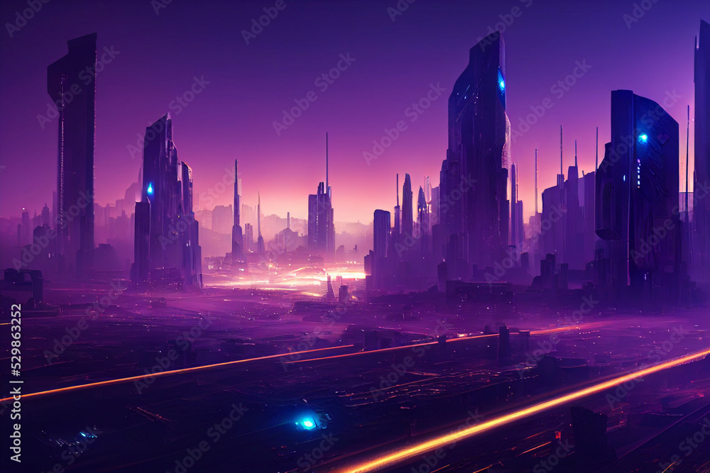 Cyberpunk science fiction worldview Stock Illustration | Adobe Stock