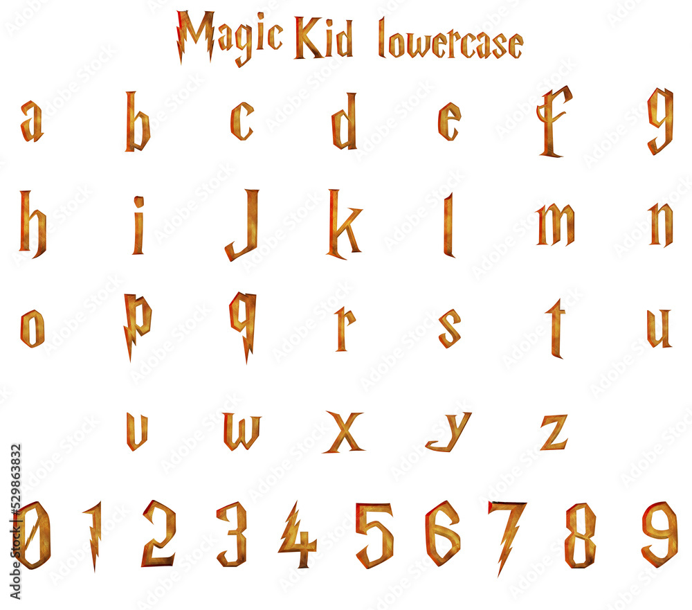 Fototapeta premium Magic Kid 3D alphabet on transparent background