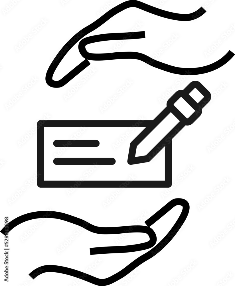 Support and gift signs. Minimalistic isolated vector image for web sites, shops, stores, adverts. Editable stroke. Vector line icon of business card between outstretched hands Support and gift signs. Minimalistic isolated vector image for web sites, shops, stores, adverts. Editable stroke. Vector line icon of business card between outstretched hands