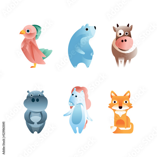 Animal Created from Overlapping Gradient Shapes Vector Set