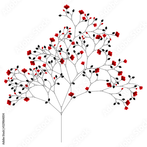 Abstract nature background with red flowers. Vector
