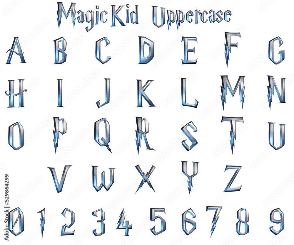Naklejka premium Magic Kid 3D alphabet on transparent background