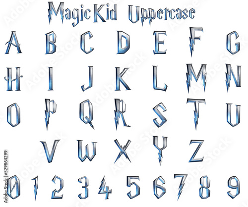 Magic Kid 3D alphabet on transparent background