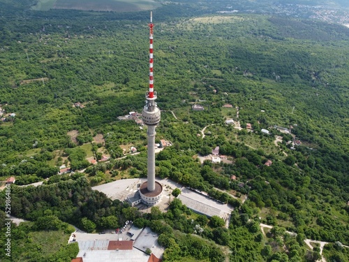 Bird's eye view of the Rousse TV Tower in Ruse, Bulgaria photo