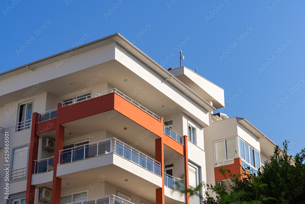Modern residential building on a sunny day.