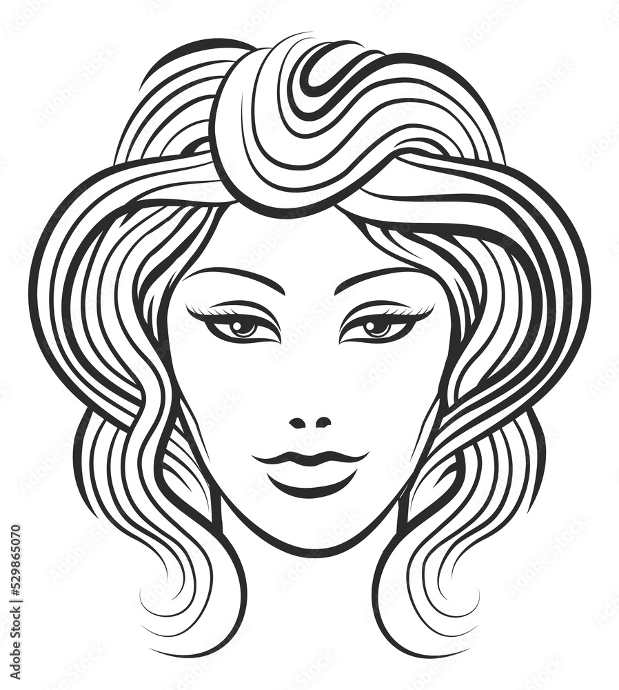 Female face icon. Beauty symbol. Woman logo Female face icon. Beauty symbol. Woman logo