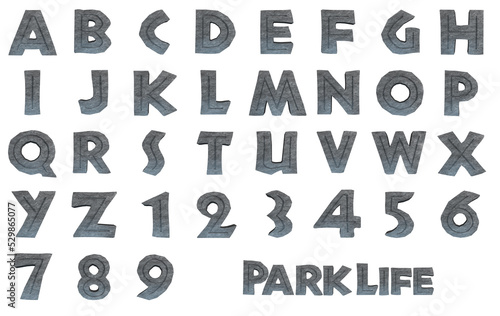 Park life stone 3D alphabet on transparent background photo