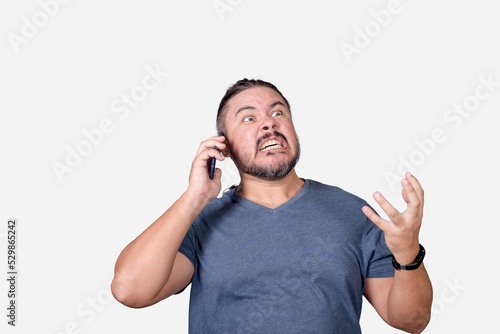 Slika na platnu A fuming mad man arguing with a customer service representative over the phone
