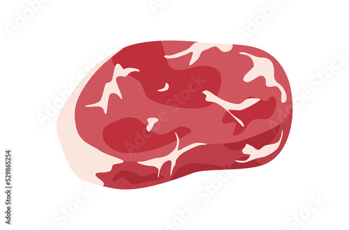Fresh organic raw meat vector, fresh meat vector, organic food vector on white background, food top view vector, raw beef on white background, raw meat top view, flat design of raw pork steak.