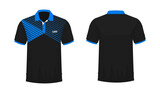 T-shirt Polo blue and black template for design on white background. Vector illustration eps 10.