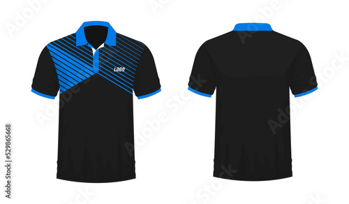 T-shirt Polo blue and black template for design on white background. Vector illustration eps 10.