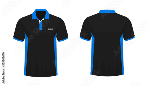 T-shirt Polo blue and black template for design on white background. Vector illustration eps 10.
