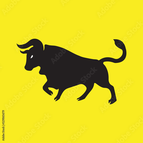 Black bull animal logo design