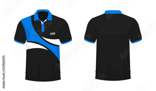 T-shirt Polo blue and black template for design on white background. Vector illustration eps 10.