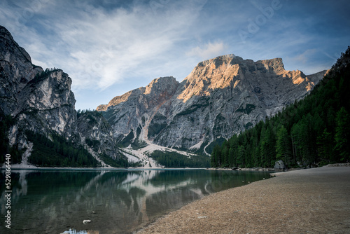 Pragser Wildsee Lago di Braies in South Tyrol Dolomites Italy