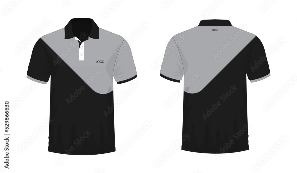 T-shirt Polo grey and black template for design on white background. Vector illustration eps 10. T-shirt Polo grey and black template for design on white background. Vector illustration eps 10.