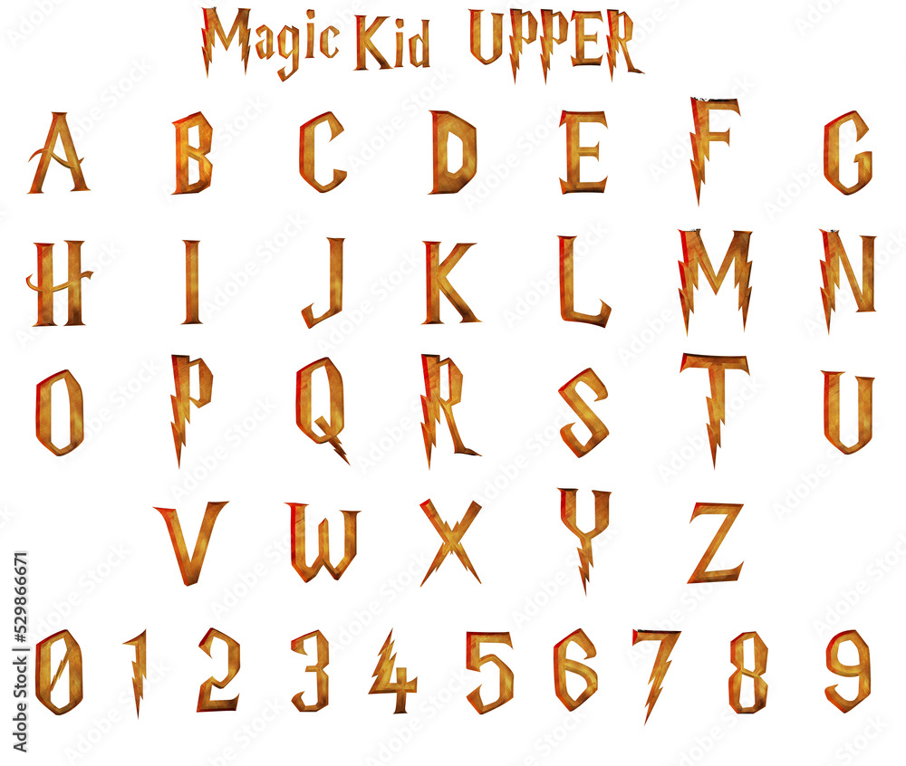 Fototapeta premium Magic Kid 3D alphabet on transparent background