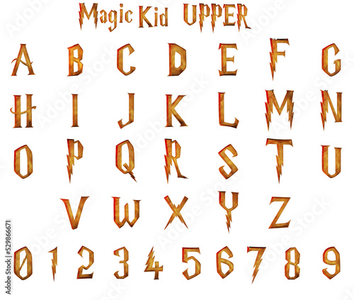 Magic Kid 3D alphabet on transparent background photo