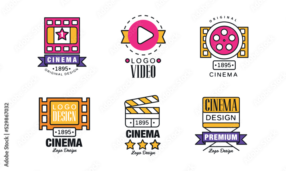 Cinematography and Motion Picture Logo Design for Filmmaking and Cinema Industry Vector Set