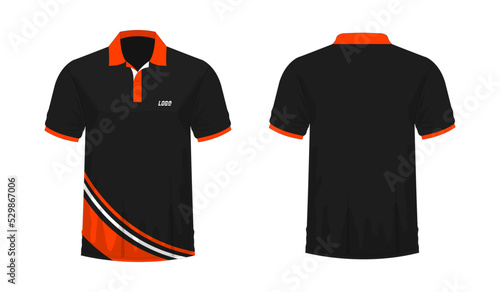 T-shirt Polo orange and black template for design on white background. Vector illustration eps 10.