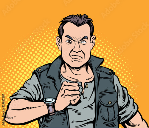 The man was angry, upset.hand drawn style vector design illustration.