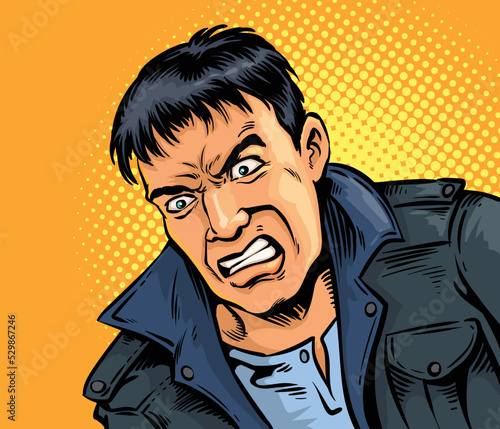 The man was angry, upset.hand drawn style vector design illustration.